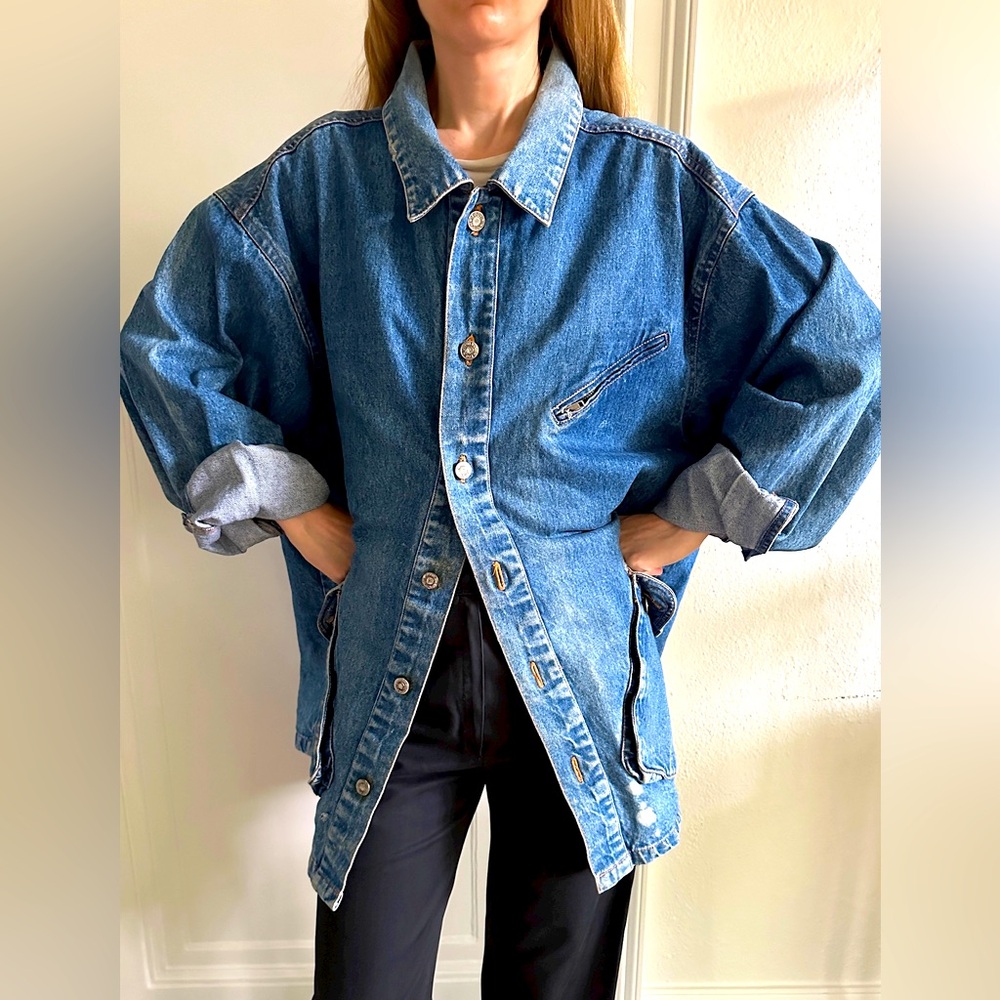 Jackie Vital Large oversized Denim Jacket. Workwear.